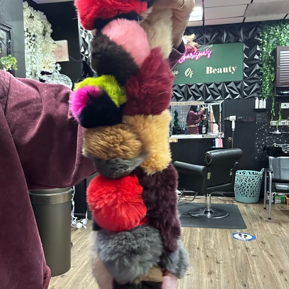 Colorful Rabbit Fur Scarf - Picture 5 of 8